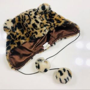 Leopard print hat with ears